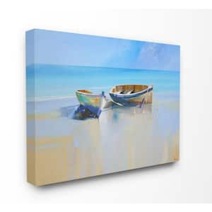 30 in. x 40 in. "Two Row Boats at the Shining Shore Painting " by Craig Trewin Penny Canvas Wall Art