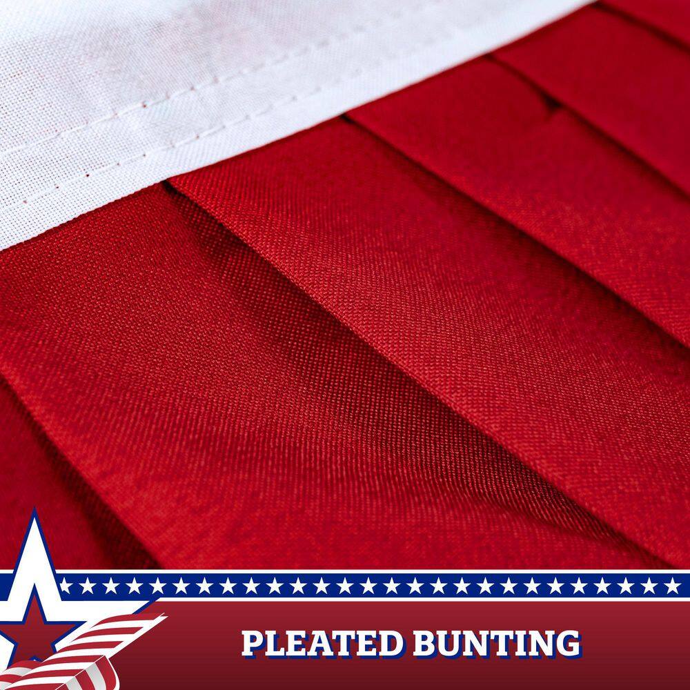 Large Patriotic Pleated Fan Flag with Embroidered Stars