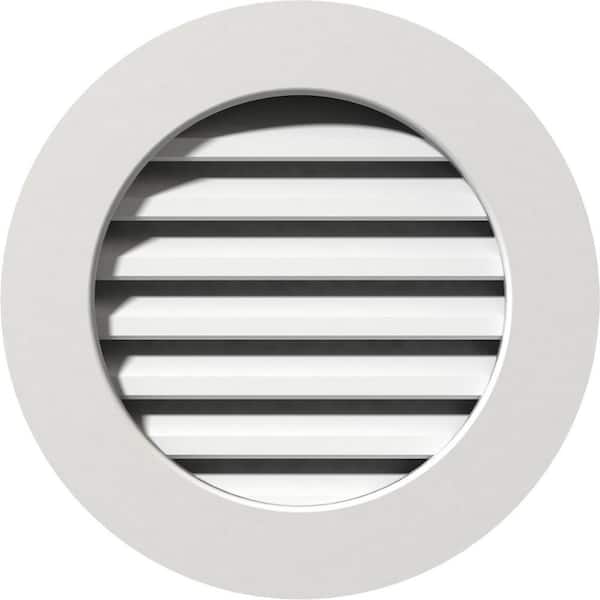 Ekena Millwork 27 in. x 27 in. Round White PVC Paintable Gable Louver Vent
