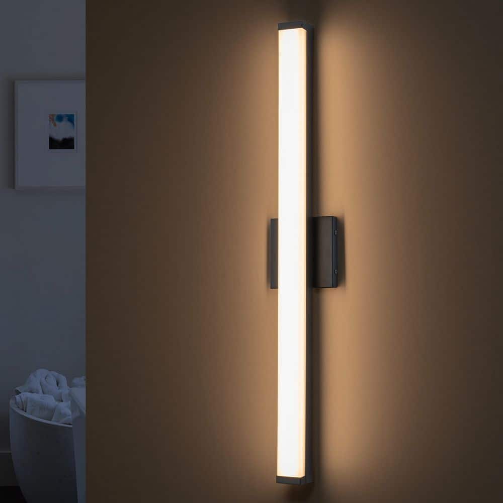 36 in. Black LED Vanity Light Bar Wall Sconce with White Acrylic Shade price history on PriceWatchPro