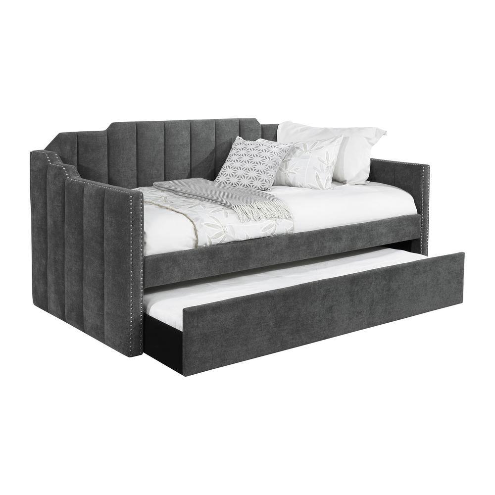 Coaster Home Furnishings Kingston Charcoal Upholstered Twin Daybed with Trundle 315962 The