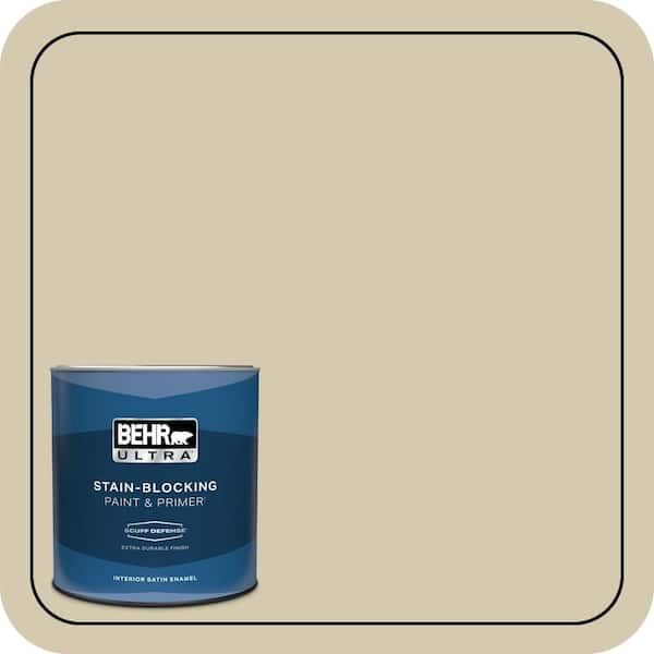 BEHR ULTRA 1 qt. #770C-3 Sand Fossil Extra Durable Satin Enamel Interior Paint & Primer