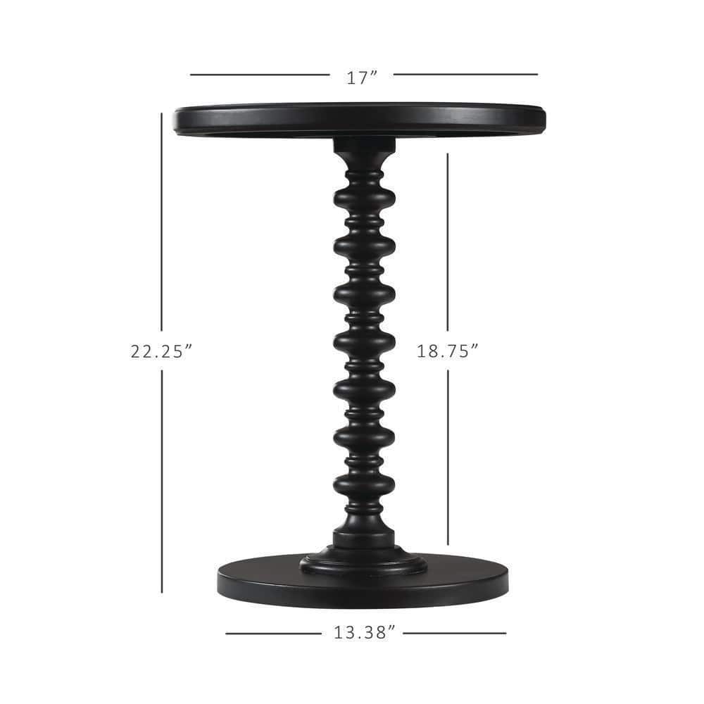 Black Round Wood Spindle Accent Table