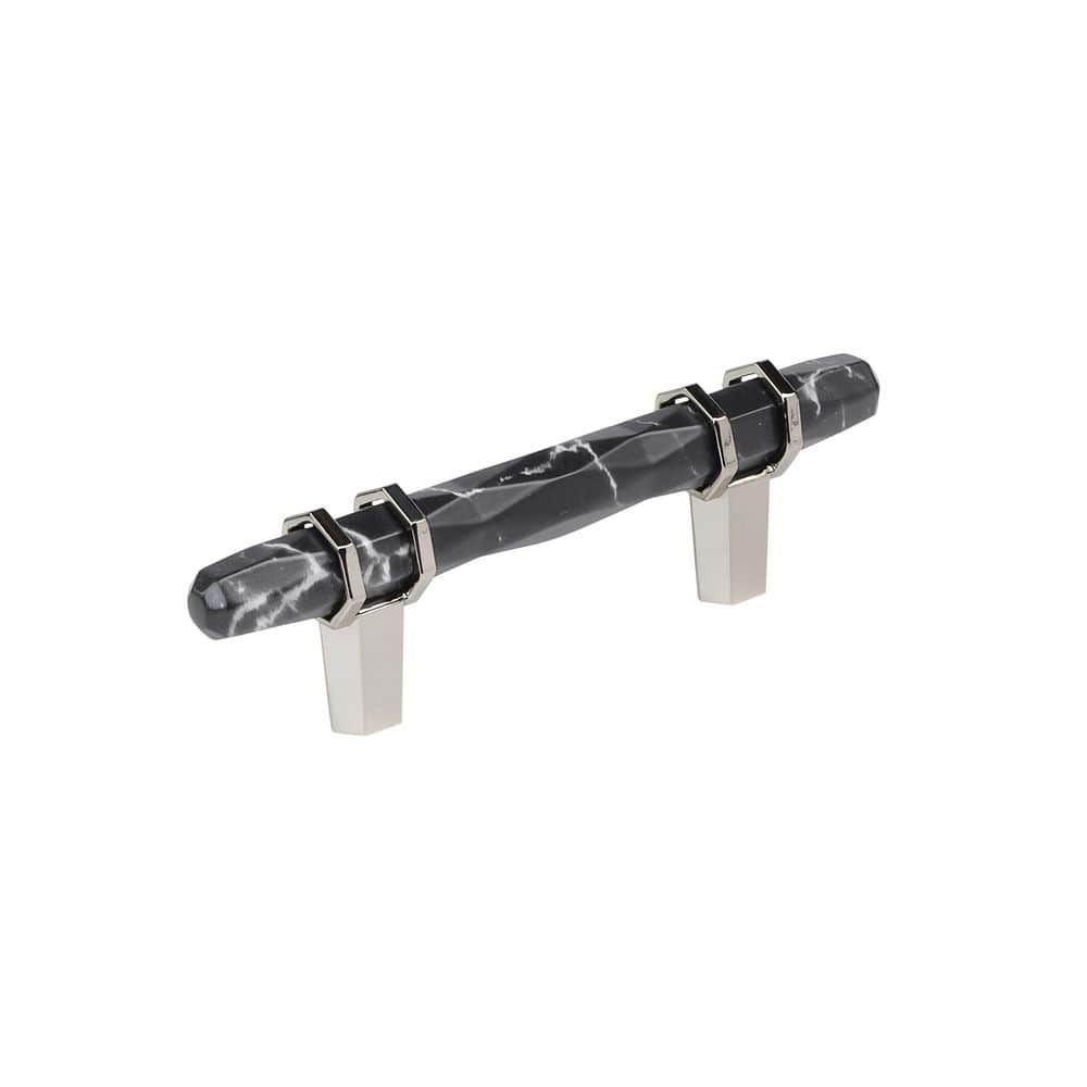 Carrione 3 in. (76 mm) Center-to-Center Marble Black/Polished Nickel Bar Cabinet Pull price history on PriceWatchPro