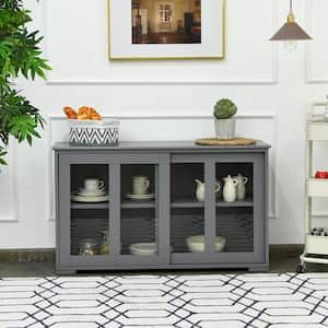 Gray Kitchen Storage Cabinet Sideboard Buffet Cupboard with Sliding Door