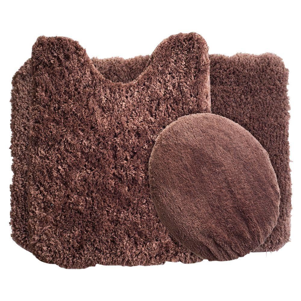 Chocolate 19.5 in. x 24 in. Super Plush Non-Slip 3-Piece Bath Rug Set price history on PriceWatchPro