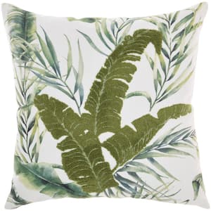 Lifestyles Green Floral 18 in. x 18 in. Throw Pillow