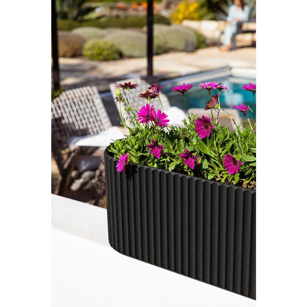 Black 36-inch Plastic-Stone Composite Outdoor Window Box Planter