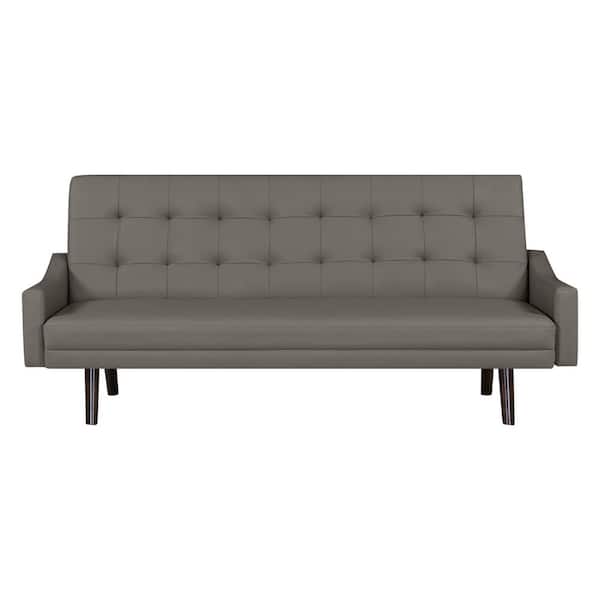 Handy Living Oakland Taupe Gray Polyurethane Click Clack Futon Sofa Bed