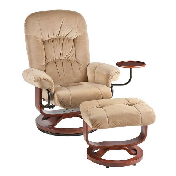 Southern Enterprises Kendal Sand Fabric Recliner and Ottoman-DISCONTINUED