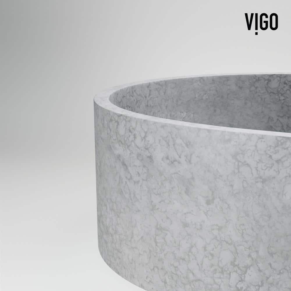 Sagrada Gothic Gray Oval Vessel Sink in Concrete Stone 24"x14"