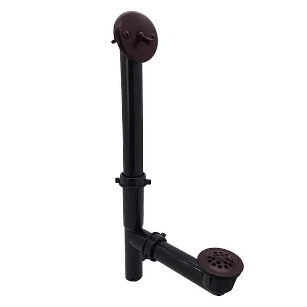 Westbrass 1-1/2 in. x 14 in. Black Poly Bath Waste & Overflow with Trip Lever and Beehive Strainer Drain, Oil Rubbed Bronze