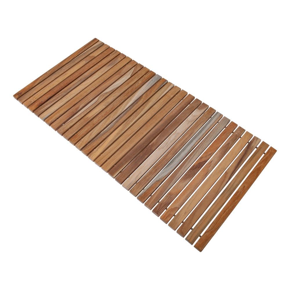 40 in. x 20 in. Natural Teak Indoor and Outdoor Shower/Bath String Mat 40