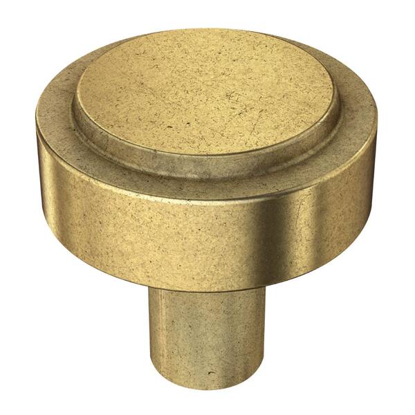 Liberty Soft Industrial 1-1/4 in. (32 mm) Vintage Brass Round Cabinet Knob