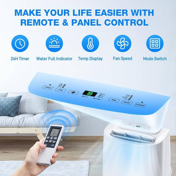 Unbranded - 14,000 BTU Portable Air Conditioners for Room Up to 700 Sq. Ft. w/ Dehumidifier,Fan,Remote and Heater in White,24H Timer