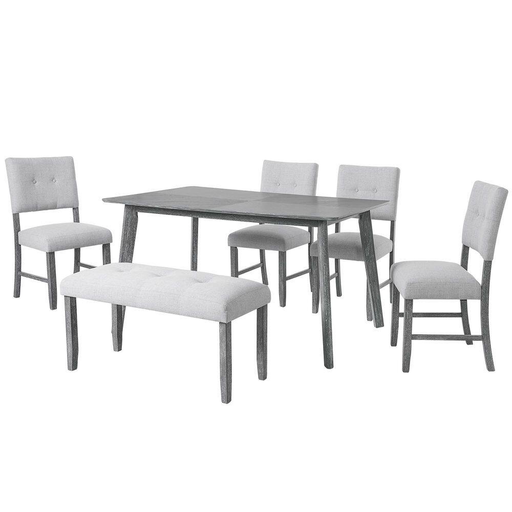 6-Piece Rubber Wood Outdoor Conversation Patio Furniture Set with Gray Cushions price history on PriceWatchPro