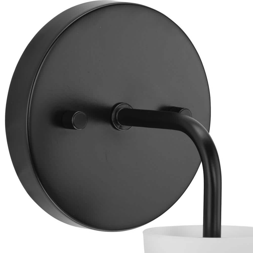 Lexie Matte Black Steel Vanity Light with Opal Glass Shade