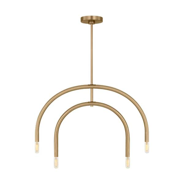 SCOTT LIVING Hadden 4-Light Satin Brass Small Chandelier