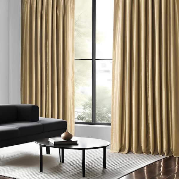 Flax Gold Solid Rod Pocket Room Darkening Curtain - 50 in. W x 108 in. L (1 Panel)