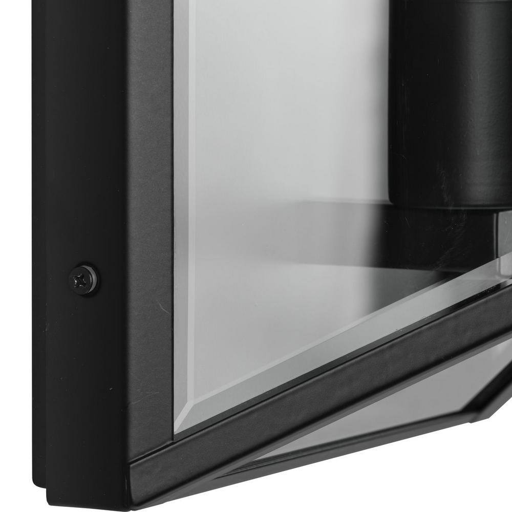Matte Black Steel Outdoor Wall Lantern with Clear Glass
