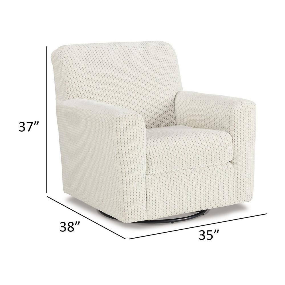 Ivory Polyester Swivel Glider Accent Chair