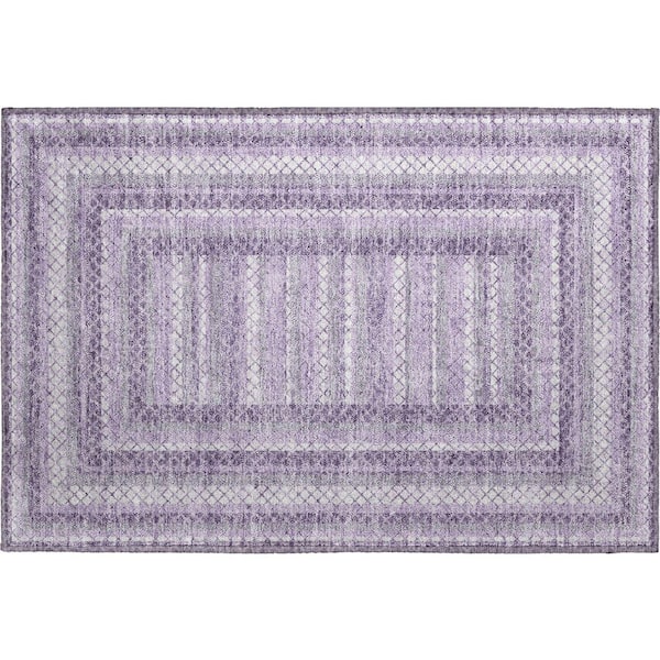 Mayfield Premium Machine Washable Abstract AMF2011 Lavender 2 ft. x 3 ft. Accent Rug