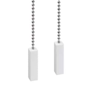 5 in.White Indoor/Outdoor Rectangle Ceiling Fan Pull Chains (2-Pack)