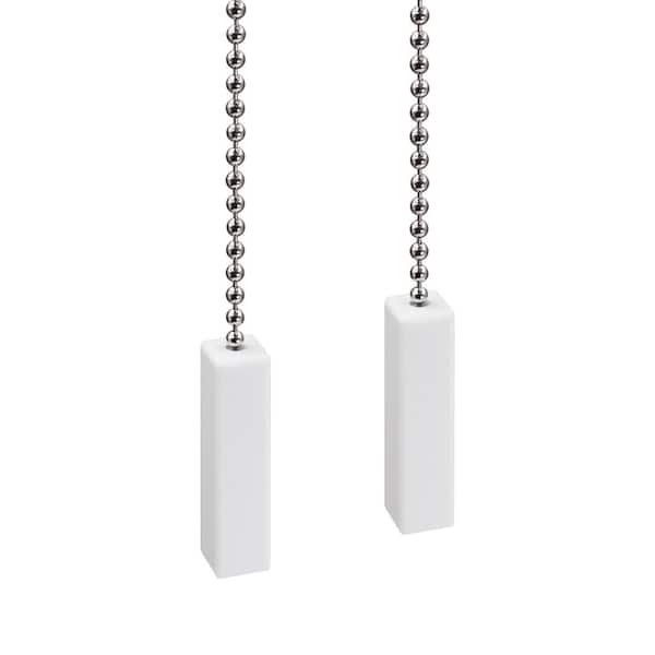 5 in.Brushed Nickel Metal Rectangle Ceiling Fan Pull Chains (2-Pack)