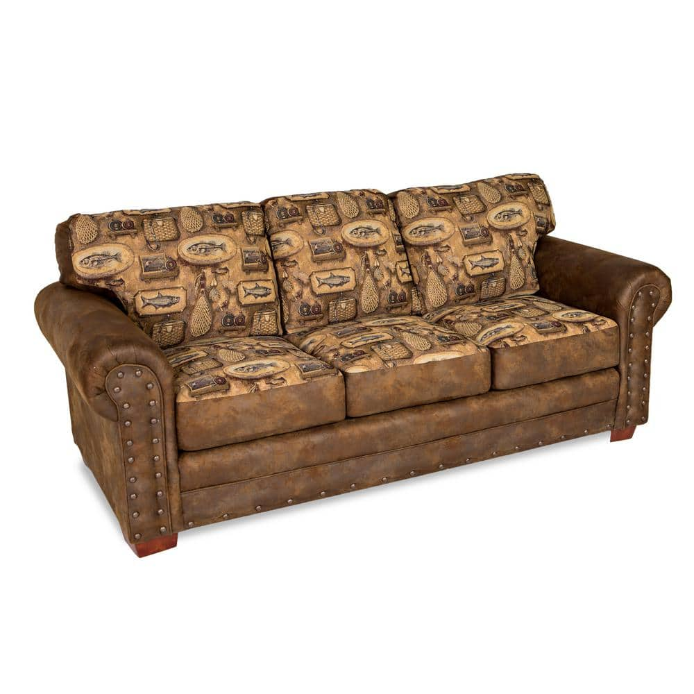 American Furniture Classics River Bend Fishing Cabin Tapestry Ottoman with  Nail Head Accents 8500-80 - The Home Depot