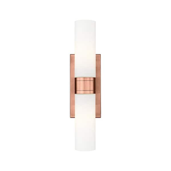 Innovations Ballston Urban 24 in. 2-Light Antique Copper Vanity Light with Glass Shade