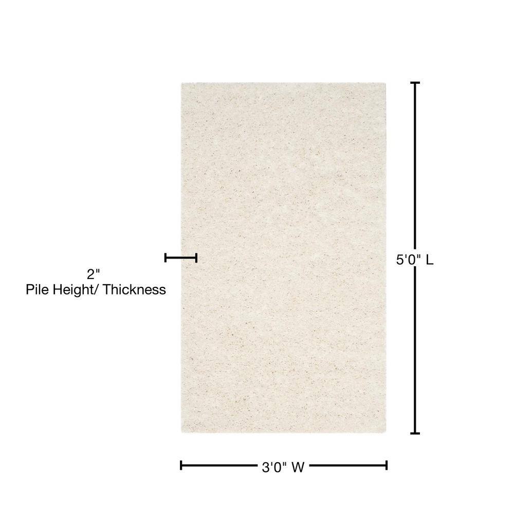 Plush Comfort White Synthetic Shag Rug, 3' x 5'