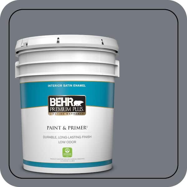 BEHR PREMIUM PLUS 5 gal. #N510-5 Liquid Mercury color Satin Enamel Low Odor Interior Paint & Primer