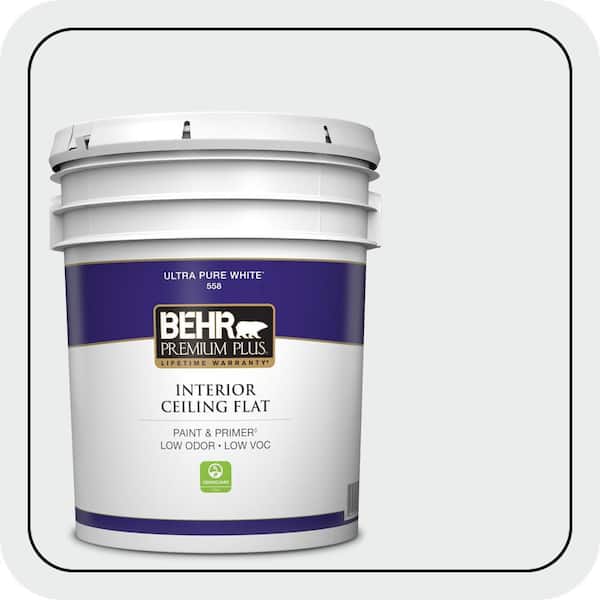 5 gal. #BWC-12 Vibrant White Ceiling Flat Interior Paint & Primer