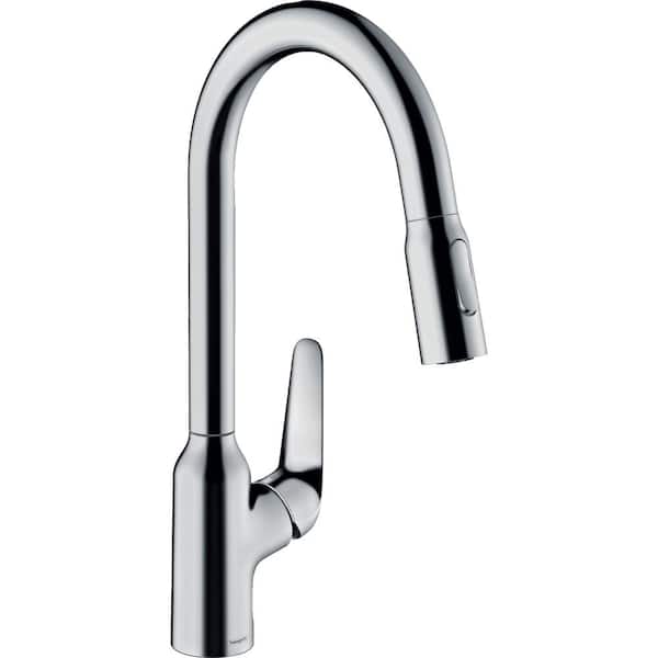 Hansgrohe Focus N Single-Handle Pull Down Sprayer Kitchen Faucet with QuickClean in Chrome