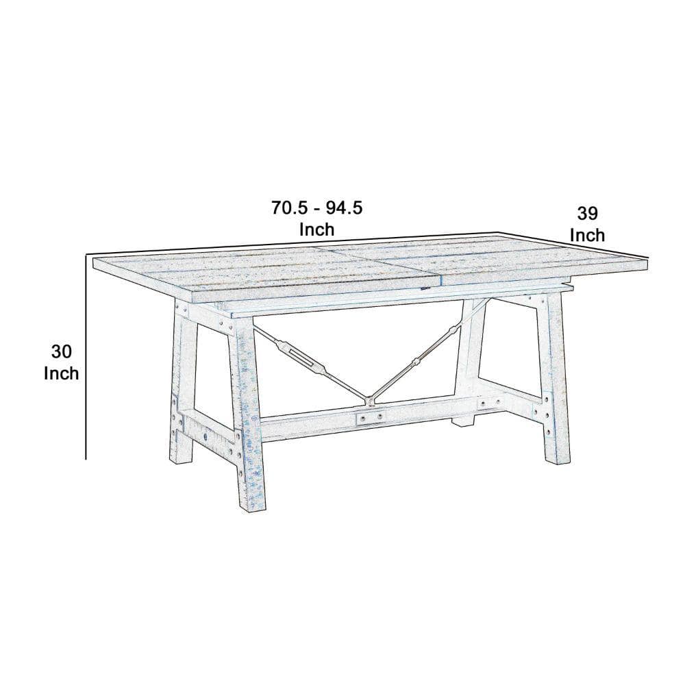 Industrial V-Shape Stretchers Extendable Dining Table in Brown