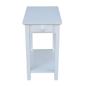 Narrow White Solid Wood End Table