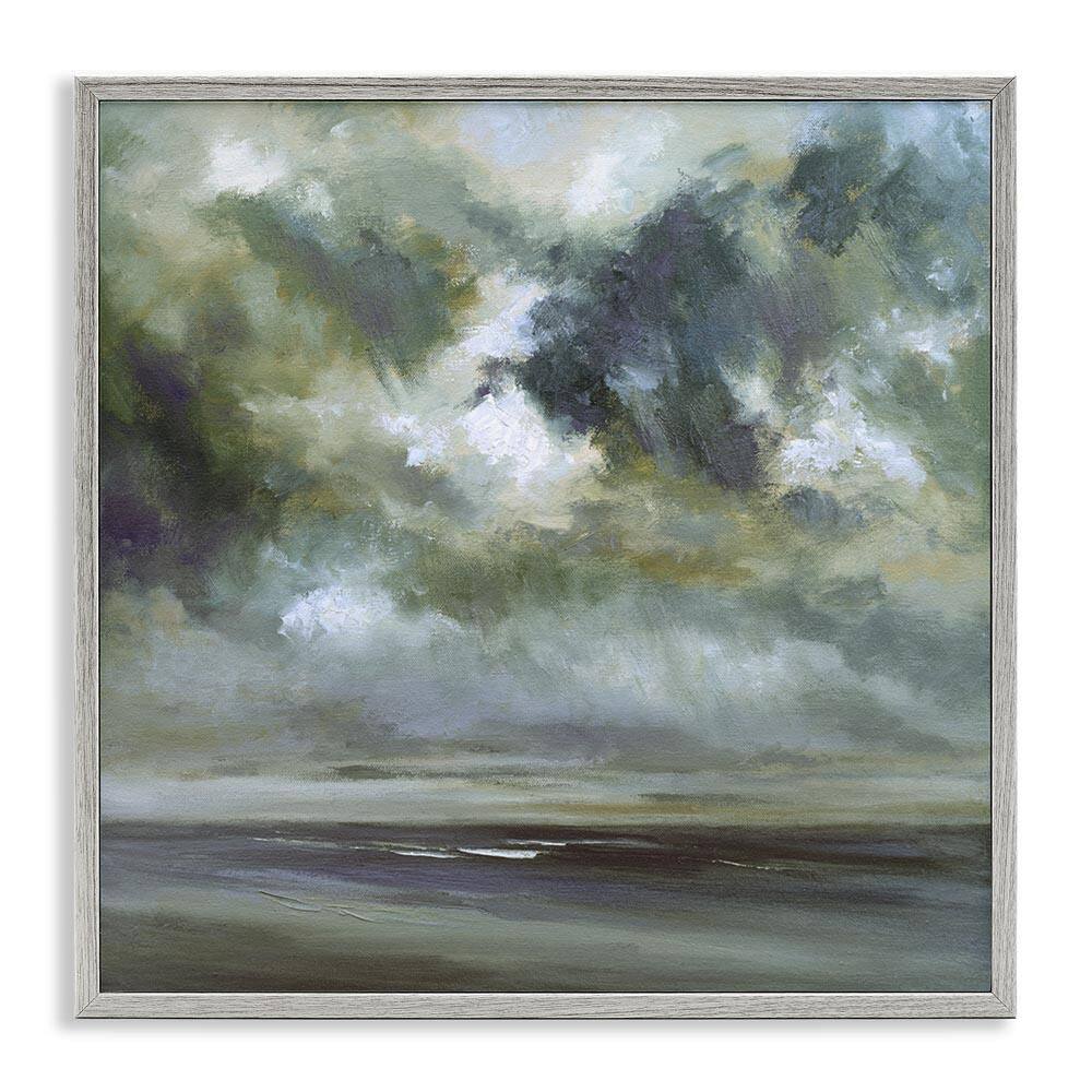 Grey Clouds over Beach by Sheila Fin.Gray Framed Nature Giclee Art Print 17 in. x 17 in. price history on PriceWatchPro