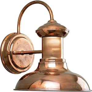 Brookside Collection 1-Light Solid Copper Farmhouse Outdoor Small Wall Lantern Light
