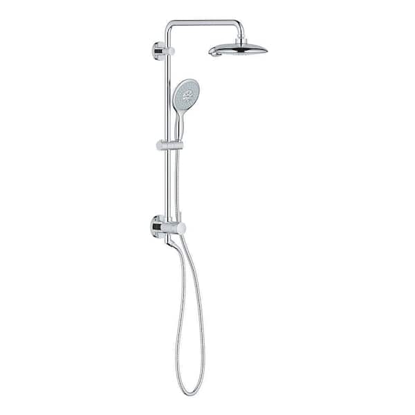 GROHE RetroFit Bundle Power and Soul 4-Spray Handheld Shower and Shower Head Combo Kit in StarLight Chrome