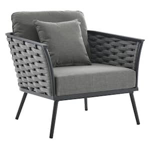 Stance 32.5 in. W Gray Aluminum Outdoor Lounge Chair in Gray with Gray Removable Cushions