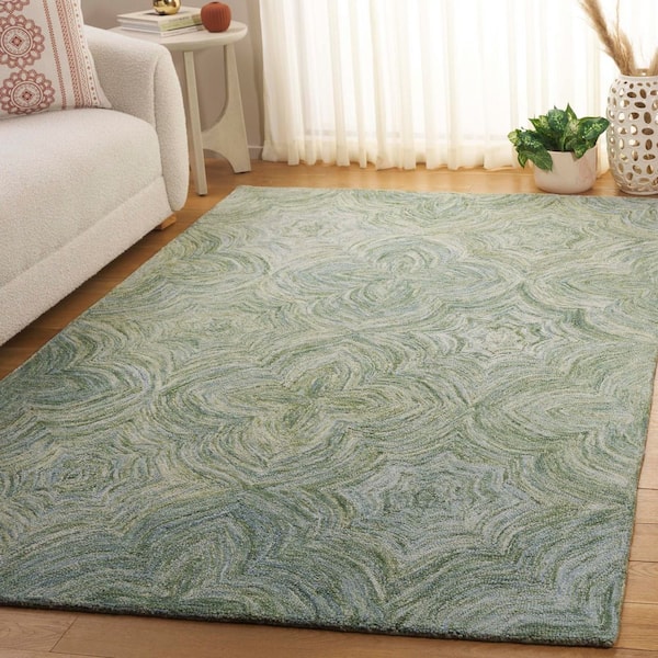 Ikat 3 ft. x 5 ft. Sage/Green Floral Swirl Area Rug
