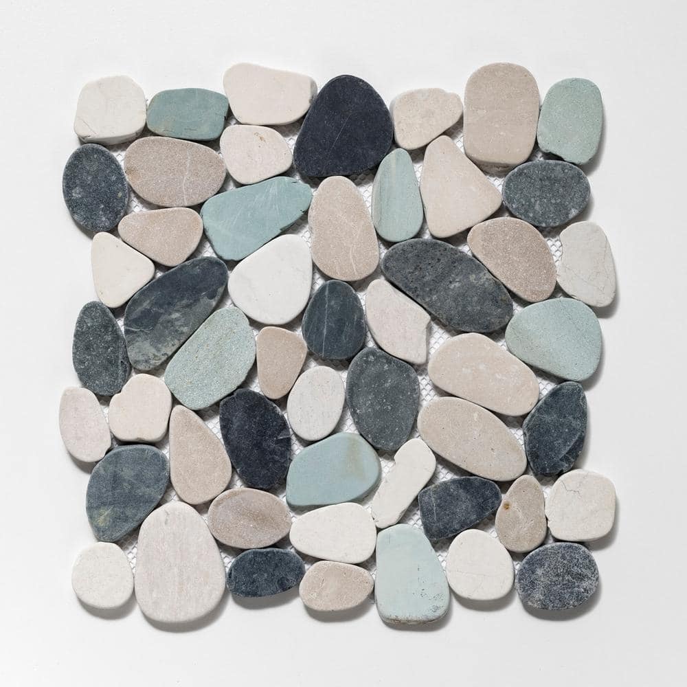 CRUZ BAY STUDIO Sliced Pebble Tile Grey/White/Tan/Natural 11