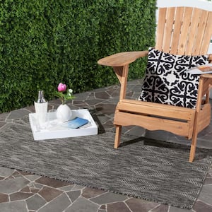 Courtyard Black Doormat 3 ft. x 5 ft. Solid Indoor/Outdoor Patio Area Rug