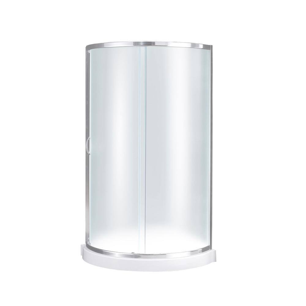 Breeze 34'' Frosted Glass Corner Shower Kit with Chrome Finish