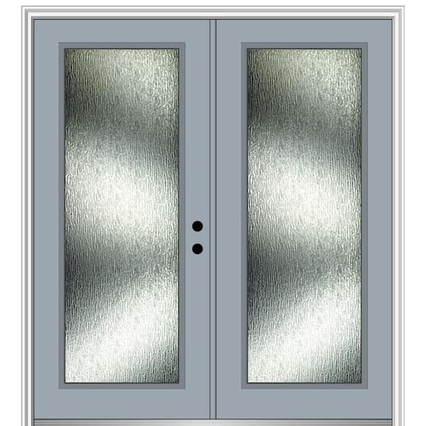 MMI Door Rain Glass 72 in. x 80 in. Left-Hand Inswing Full Lite Painted Storm Cloud Prehung Front Door on 4-9/16 in. Frame