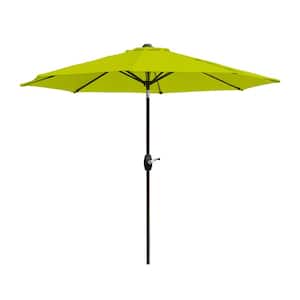 Peyton 9 ft. Market Patio Umbrella in Lime Green with Bronze Round Base