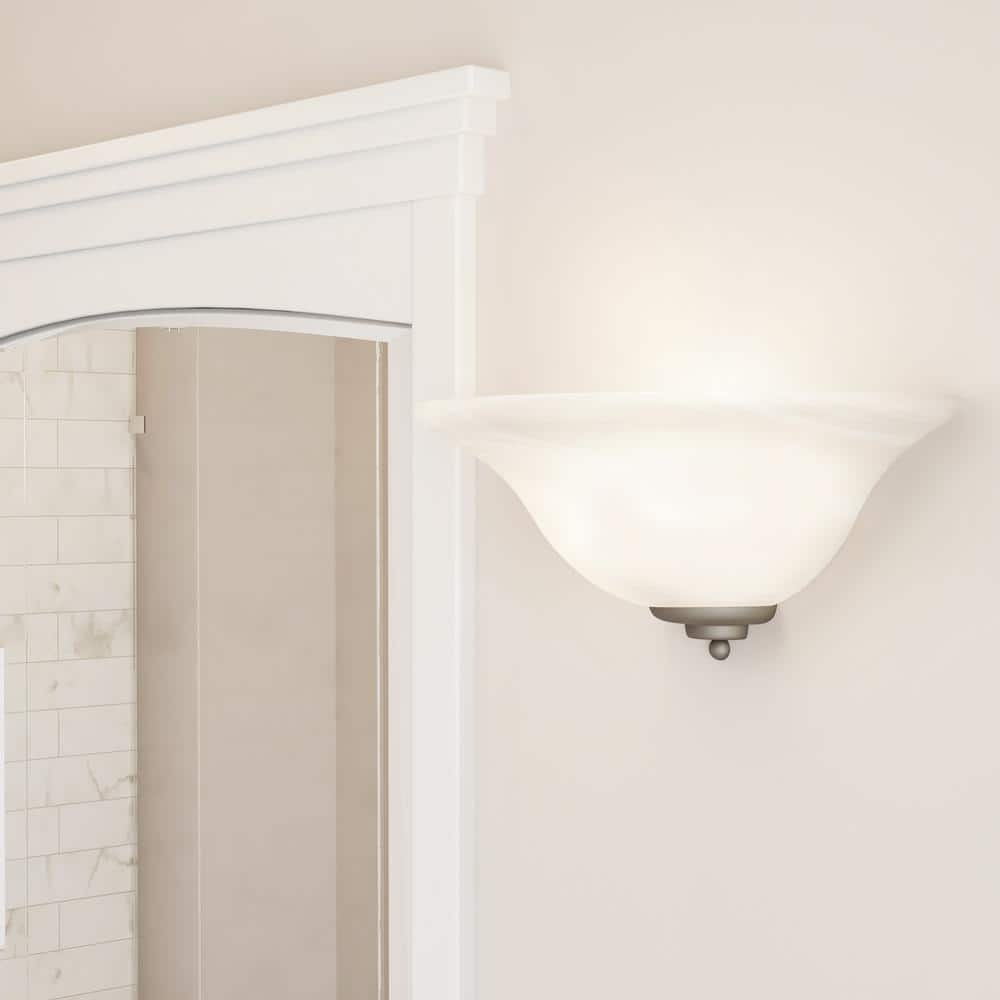Pewter Dimmable Marble Glass 1-Light Wall Sconce