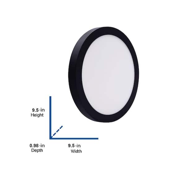 9.5 in. Black Integrated LED Flush Mount Ceiling Light Fixture