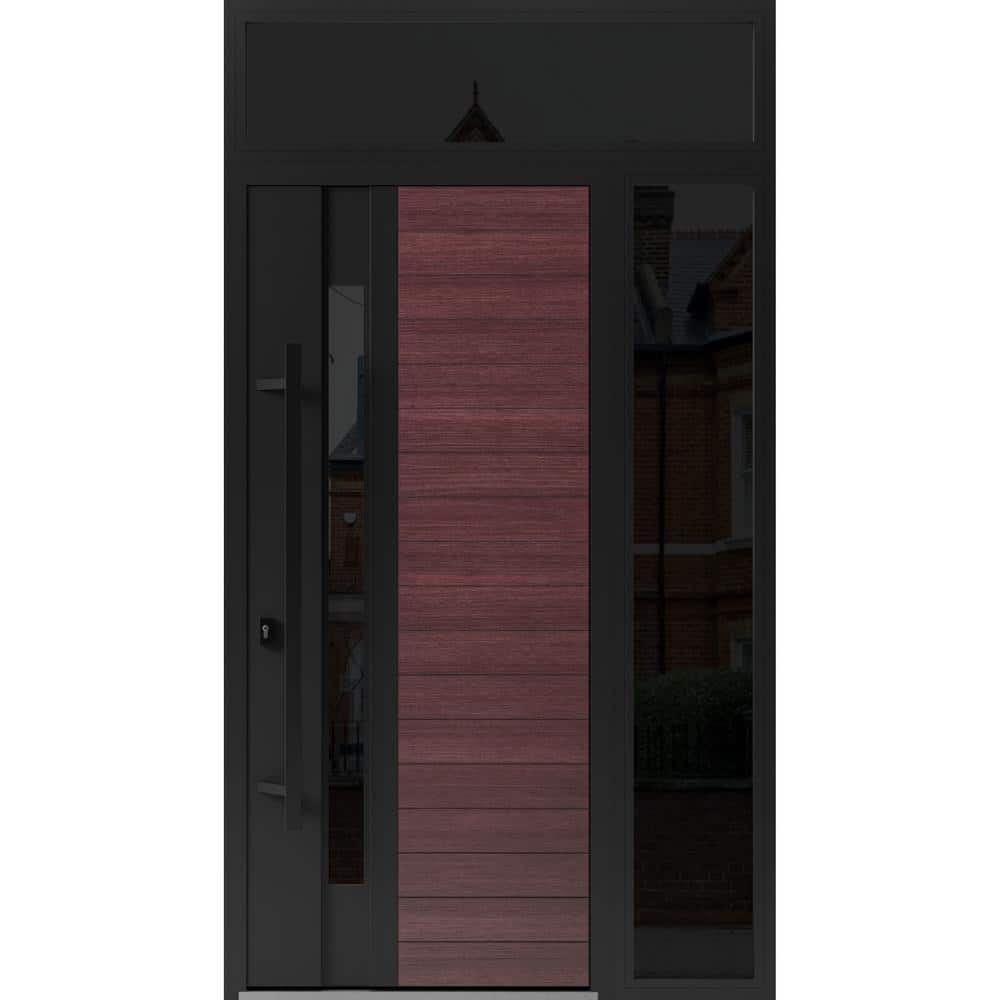 0162 48 in. x 96 in. Right-hand/Inswing 2 Sidelight Tinted Glass Red Oak Steel Prehung Front Door with Hardware price history on PriceWatchPro