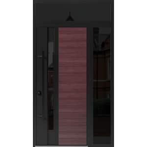 0162 52 in. x 96 in. Right-hand/Inswing 2 Sidelight Tinted Glass Red Oak Steel Prehung Front Door with Hardware